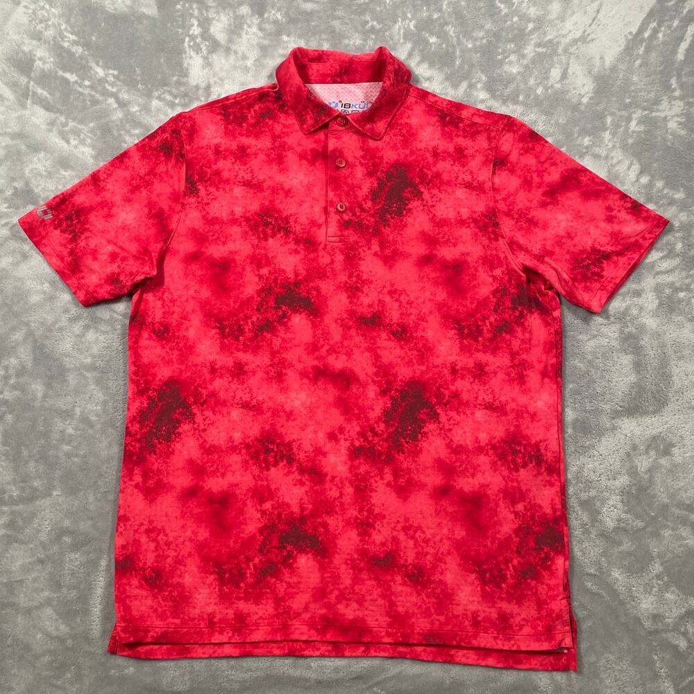 Ibkul Polo Shirt Mens Medium Red Stretch Performance Quick Dry Golf Outdoor